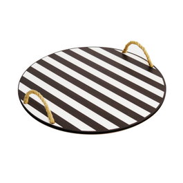 Hermia Bandeja de Madera PLT0238 Blanco y Negro con Soporte de Punto
